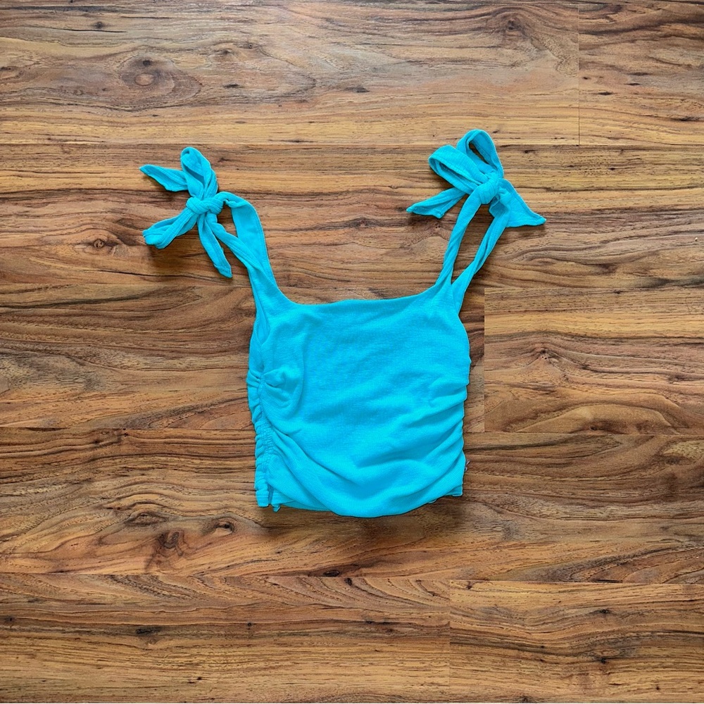 Free People Beach Boulevard Bow Tank in Aqua